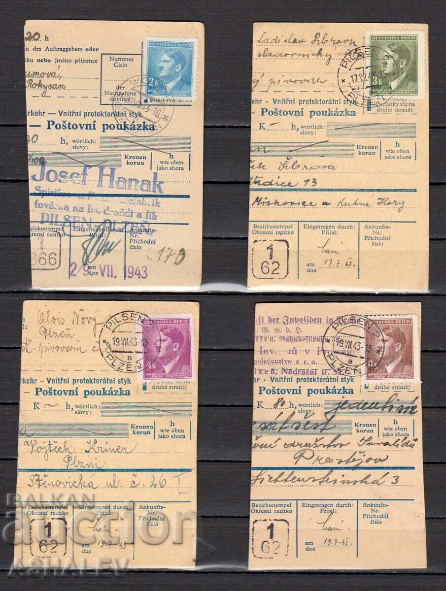 4 Пакетни карти Германска окупация на Бохемия и Моравия 1943