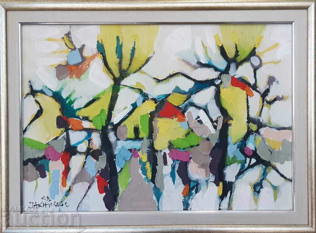 Πίνακας του Ivan Yakhnadzhiev Δέντρα τοπίων 18 λαδομπογιές