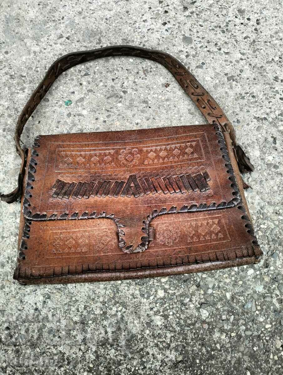Old genuine leather handbag