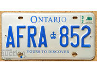 Canadian License Plate Plate ONTARIO