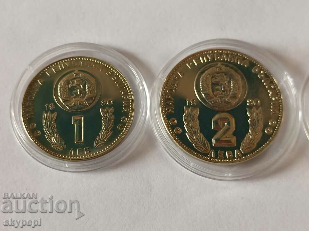1,2 и 5 лева 1980  СП футбол Испания 1982 с цена € 43.23 | 84.55 лв.