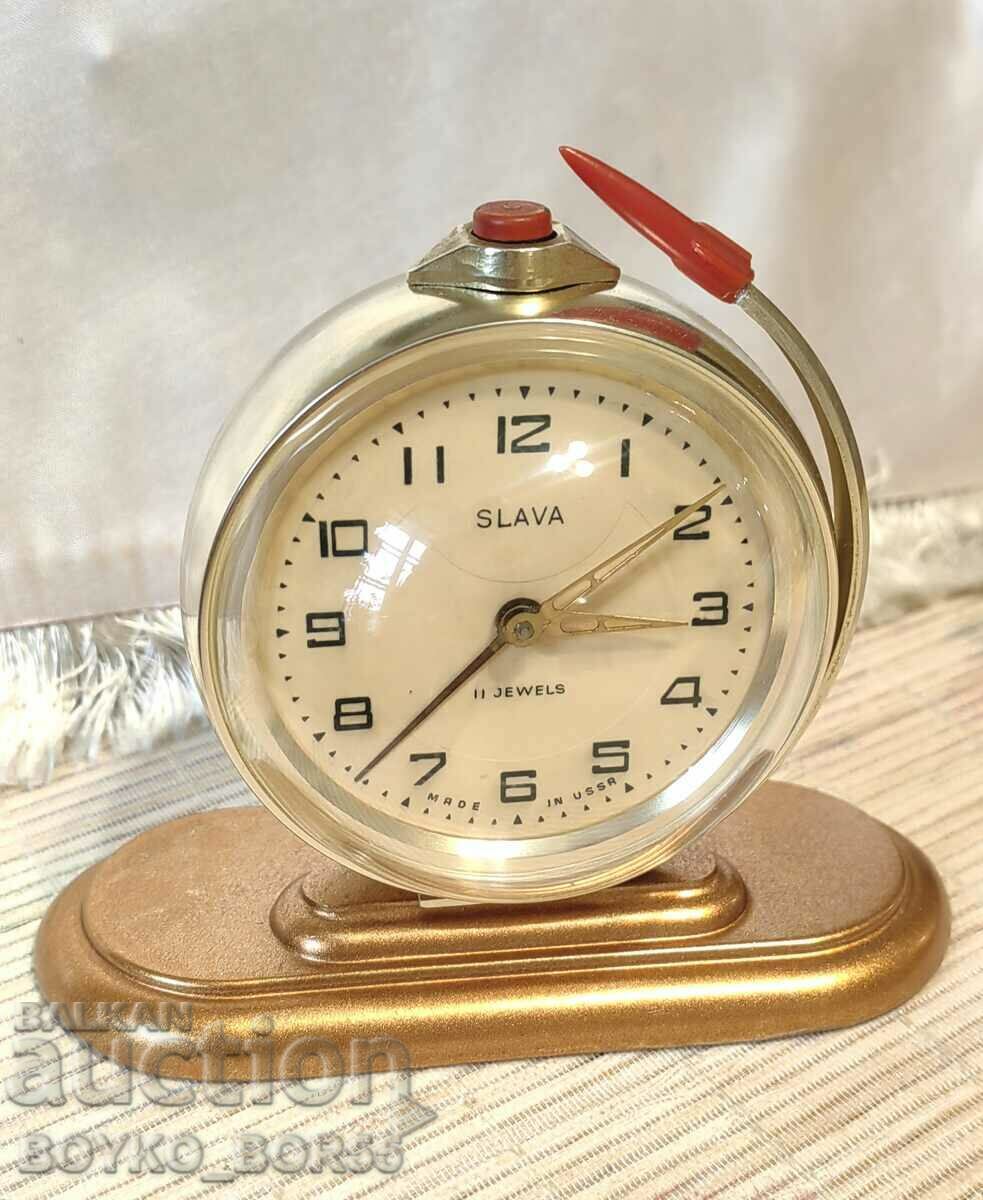 Brand New Russian USSR Clock Alarm Clock Globe Glory Rocket