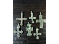 antique crosses brass/bronze 6 pieces lot