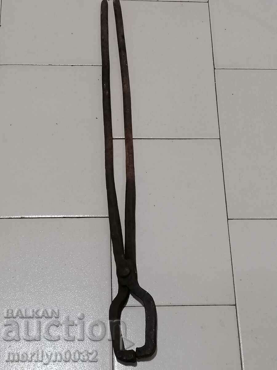 Old blacksmith's tongs, wrought iron, tile tool - 5 Old blacksmith's tongs, wrought iron, tile tool - 5