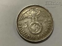 Germany - Third Reich 5 Reichsmarks 1936 E Eagle with swastika