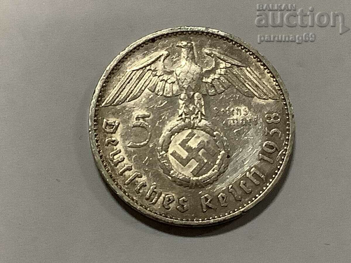 Γερμανία - Third Reich 5 Reichsmarks 1938 E Eagle with swastika