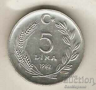 +Turkey 5 Lira 1982