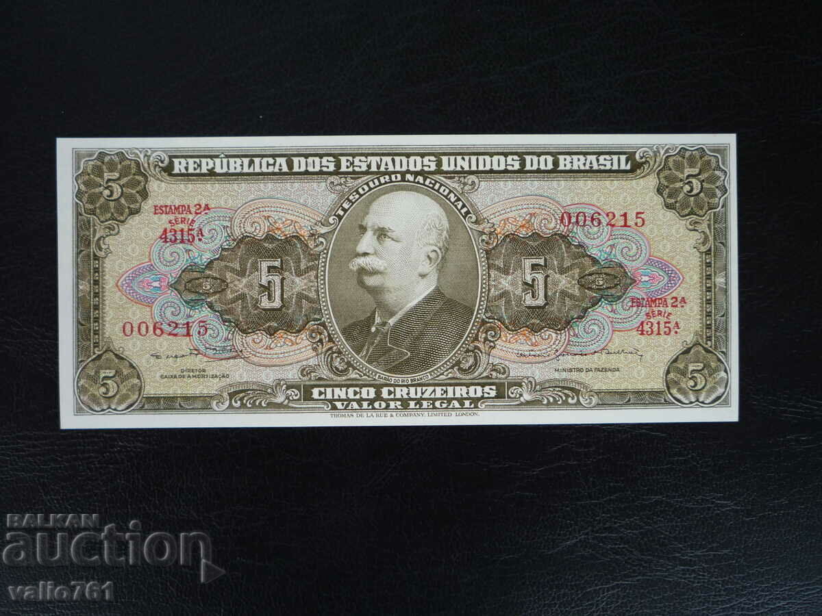 BRAZIL 5 CRUZEIRO 1962 NEW UNC BRAZIL 5 CRUZEIRO 1962 NEW UNC