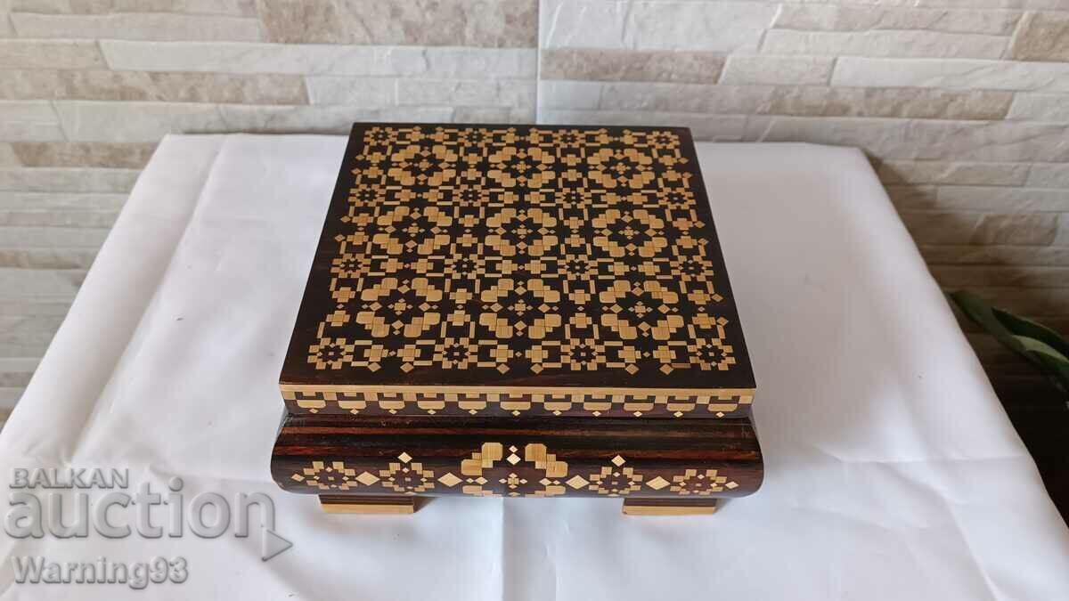 Old wooden jewelry box - decorated with veneer - #1 with price 65.00 BGN | € 33.23 Old wooden jewelry box - decorated with veneer - #1 with price 65.00 BGN | € 33.23