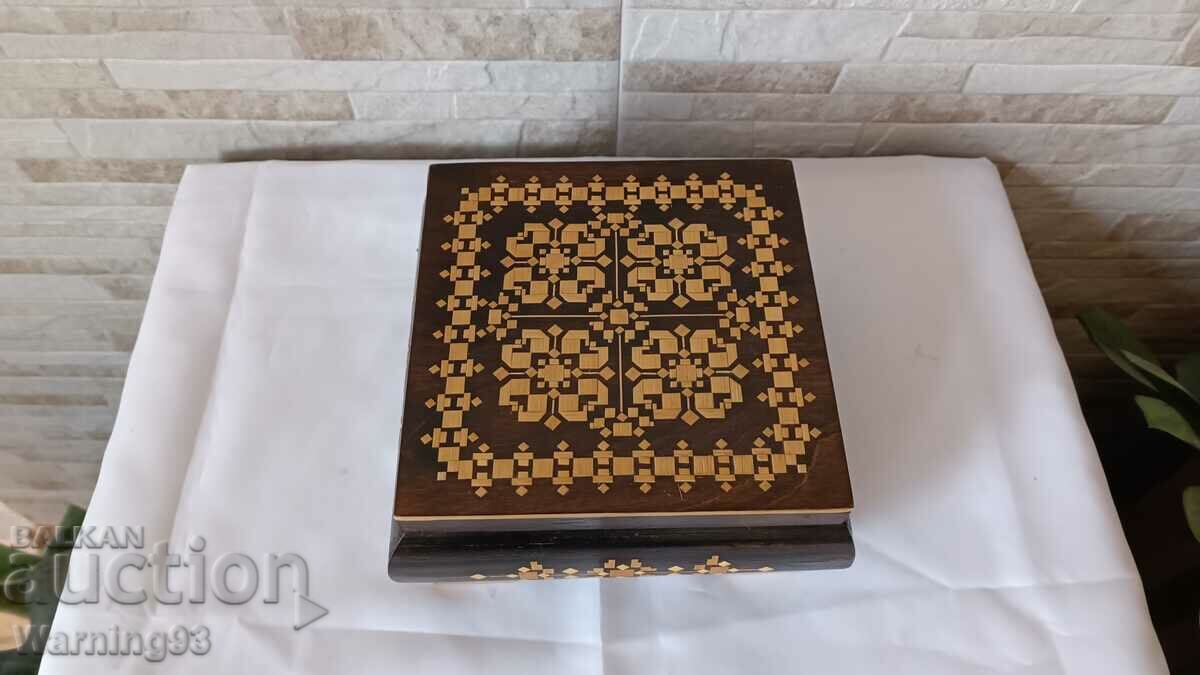 Old wooden jewelry box - decorated with veneer - #1 with price 62.00 BGN | € 31.70 Old wooden jewelry box - decorated with veneer - #1 with price 62.00 BGN | € 31.70