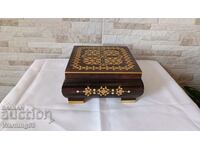 Old wooden jewelry box - decorated with veneer - #1