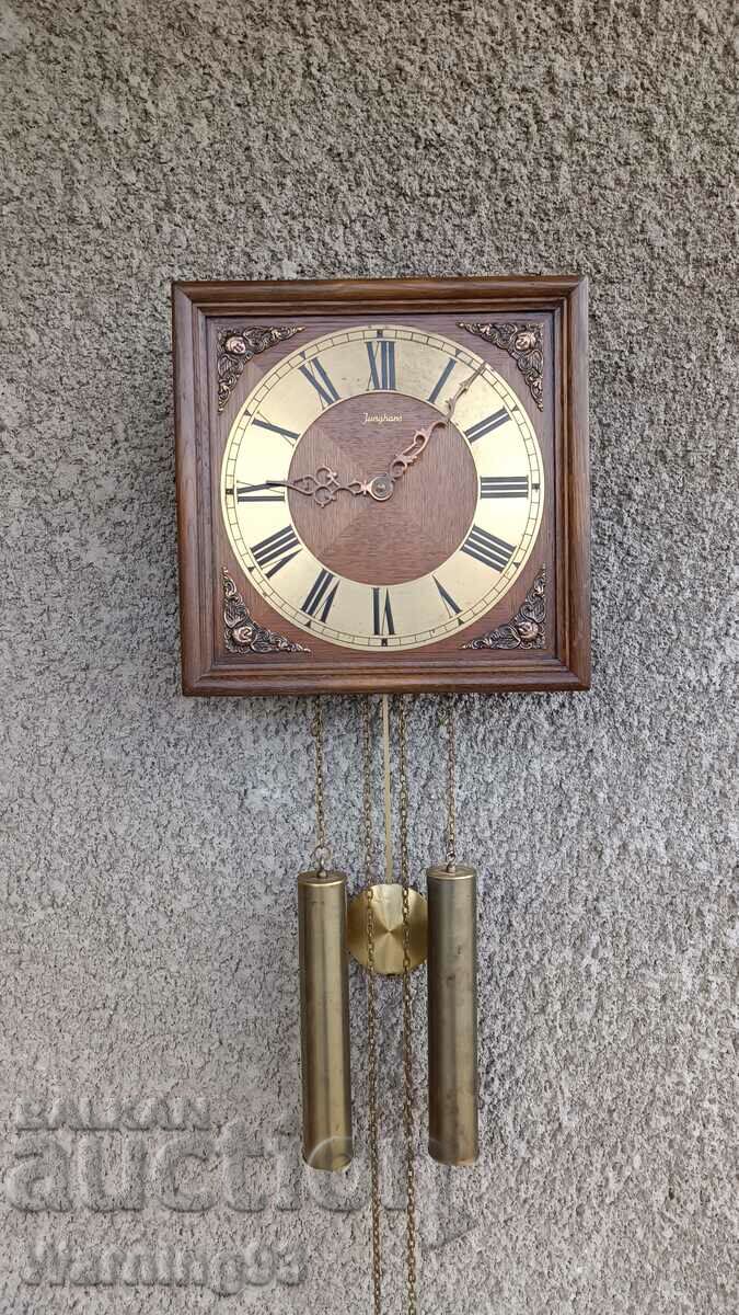 Παλαιό γερμανικό ρολόι τοίχου με βάρη - Junghans - Αντίκα