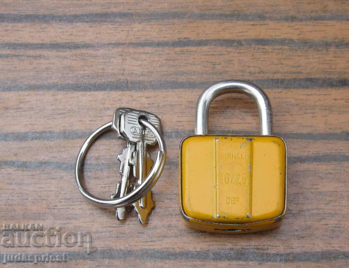 ABUS παλιό γερμανικό μίνι λουκέτο Γερμανικό λουκέτο με κλειδιά με τιμή 10.00 BGN | € 5.11 ABUS παλιό γερμανικό μίνι λουκέτο Γερμανικό λουκέτο με κλειδιά με τιμή 10.00 BGN | € 5.11