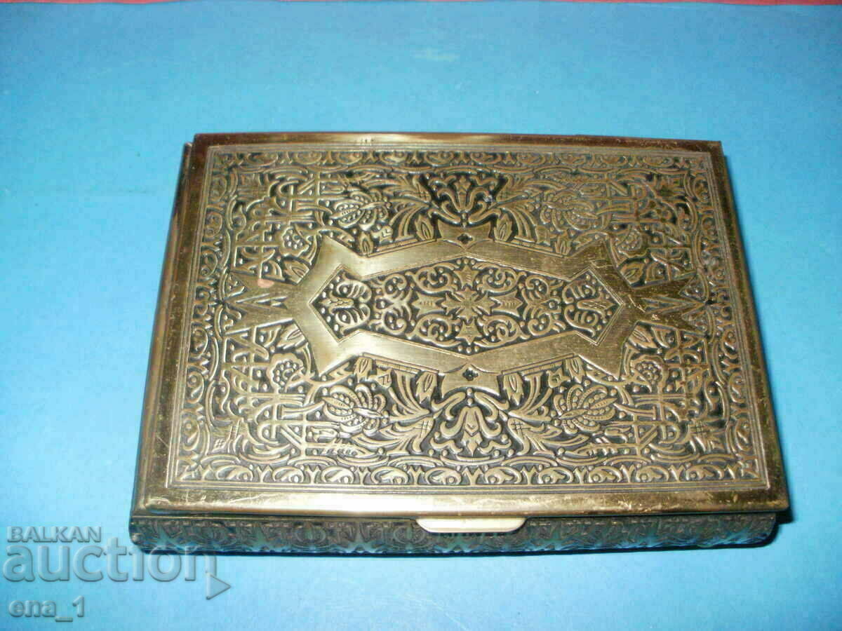 Auction Old large Arabic metal box with ornaments Auction Old large Arabic metal box with ornaments