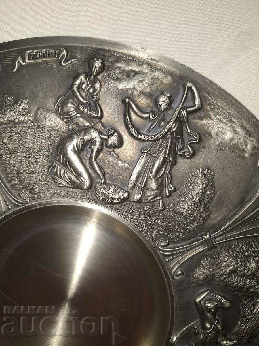 Old pewter plate wall decoration--the four seasons - 6 Old pewter plate wall decoration--the four seasons - 6