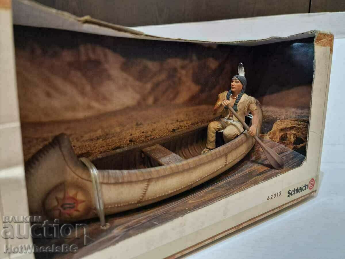 Licitație Model / Jucărie din indianul „Schleich” cu o canoe