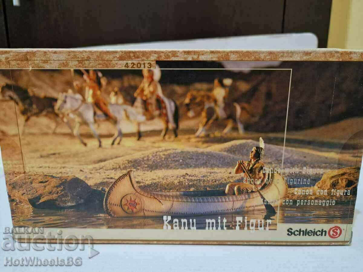 Model / Jucărie din indianul „Schleich” cu o canoe - 5