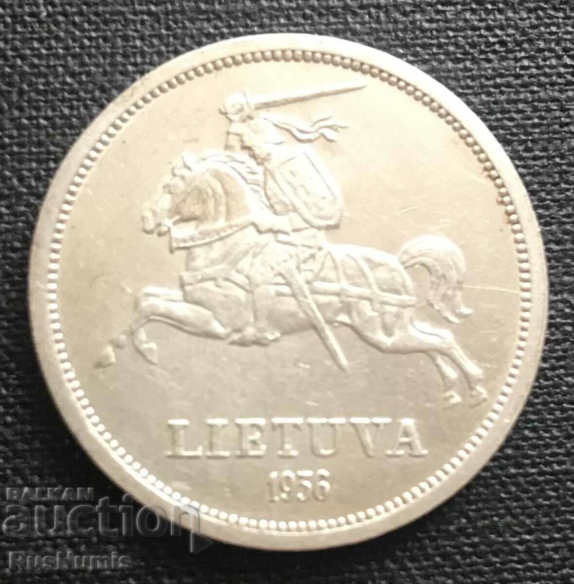 Литва. 5 литаса 1936 г. Сребро.
