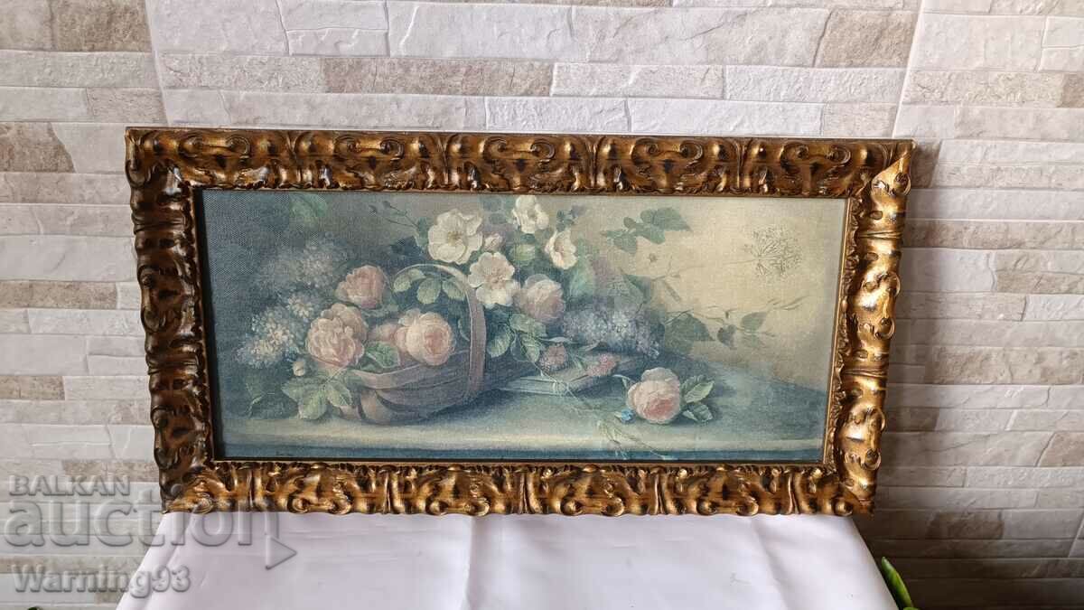 Painting "Flowers" - canvas reproduction - 52/28cm