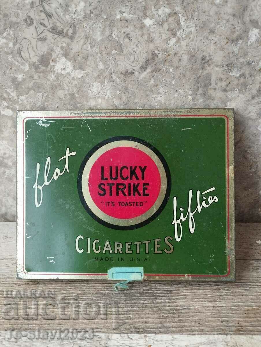 Old metal cigarette box,,Lucky Strike,,