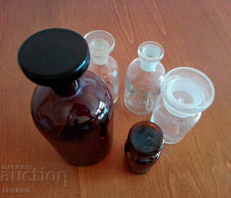 Лот от 5 стари аптекарски шишета - 5
