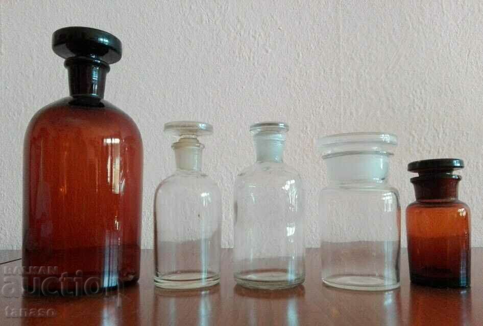 Лот от 5 стари аптекарски шишета - 7