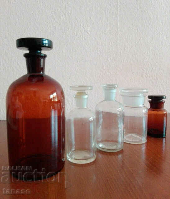 Lot of 5 old apothecary bottles