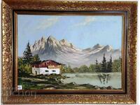 Картина маслена  - планинска река, лято, планина