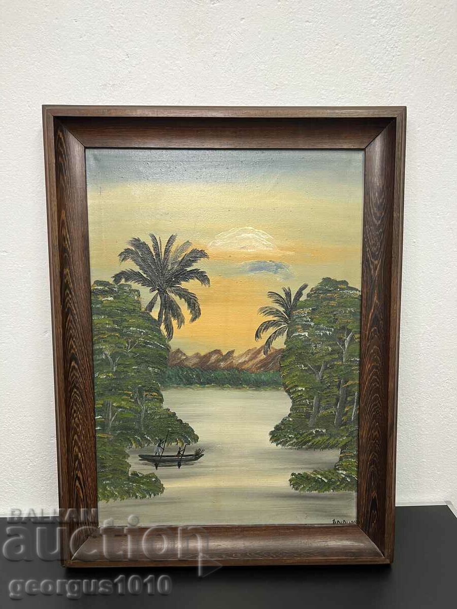 African painting with massive frame #4885