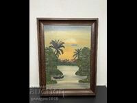 African painting with massive frame #4885