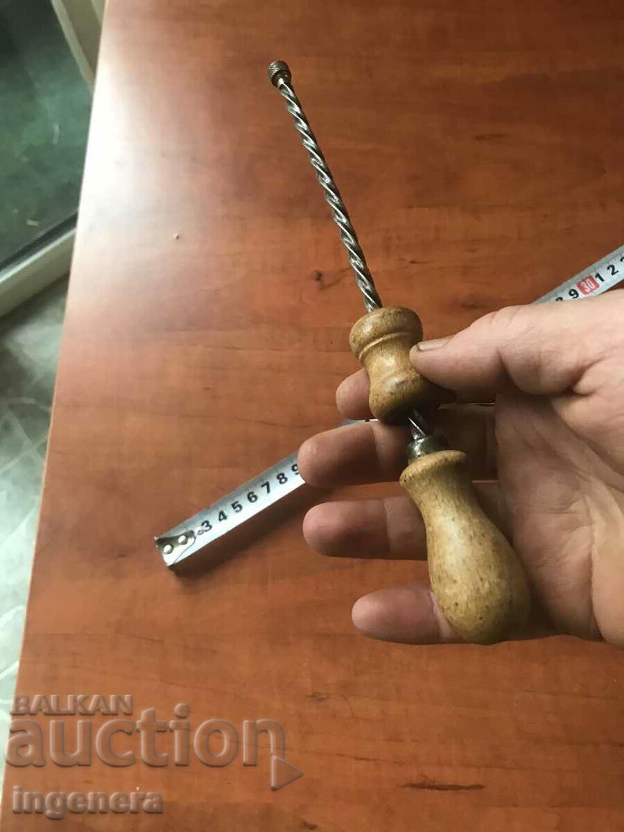 OLD TOOL HAND DRILL WITH COLLAR BIT - 5 OLD TOOL HAND DRILL WITH COLLAR BIT - 5