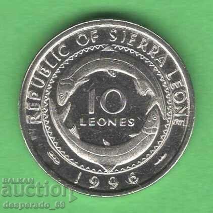(¯`'•.¸   10 леоне 1996  СИЕРА ЛЕОНЕ  UNC  ¸.•'´¯)