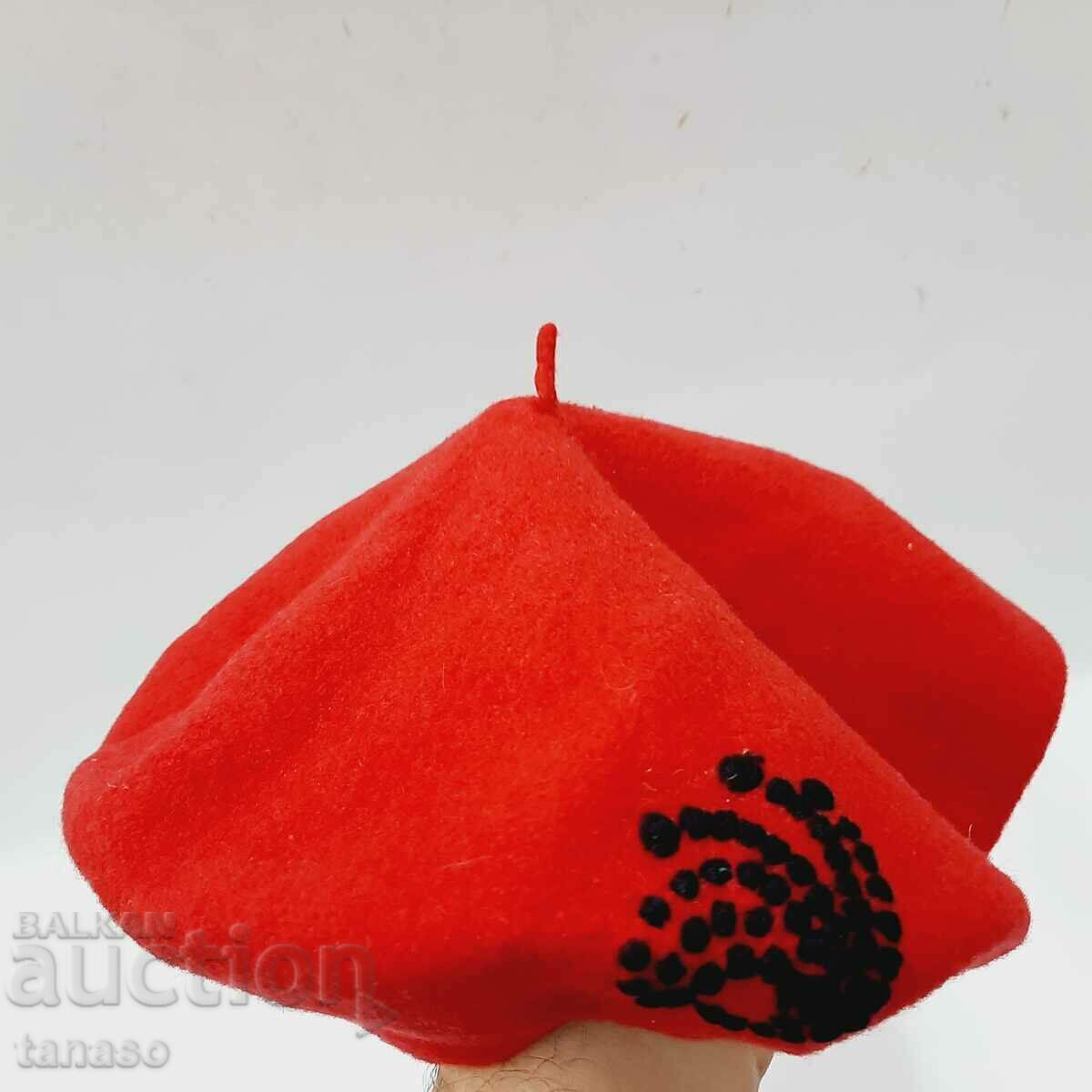 Wool red women's beret, hat, cap(17.3) - 5