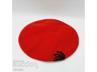 Μάλλινο κόκκινο γυναικείο μπερέ, καπέλο, καπέλο (17.3)