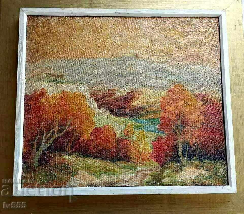 DIMITAR GALCHEV OLD BULGARIAN OIL PAINTING - AUTUMN