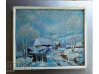 DIMITAR GALCHEV OLD BULGARIAN OIL PAINTING - WINTER