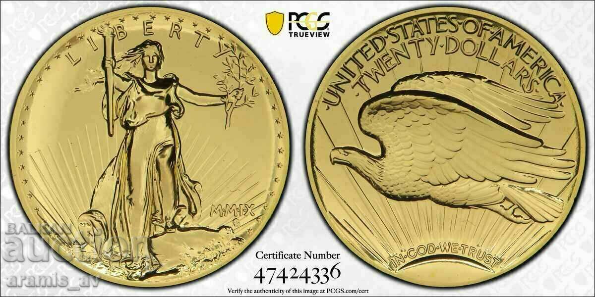 20 долара 2009 г. Ultra High Relief PCGS MS68