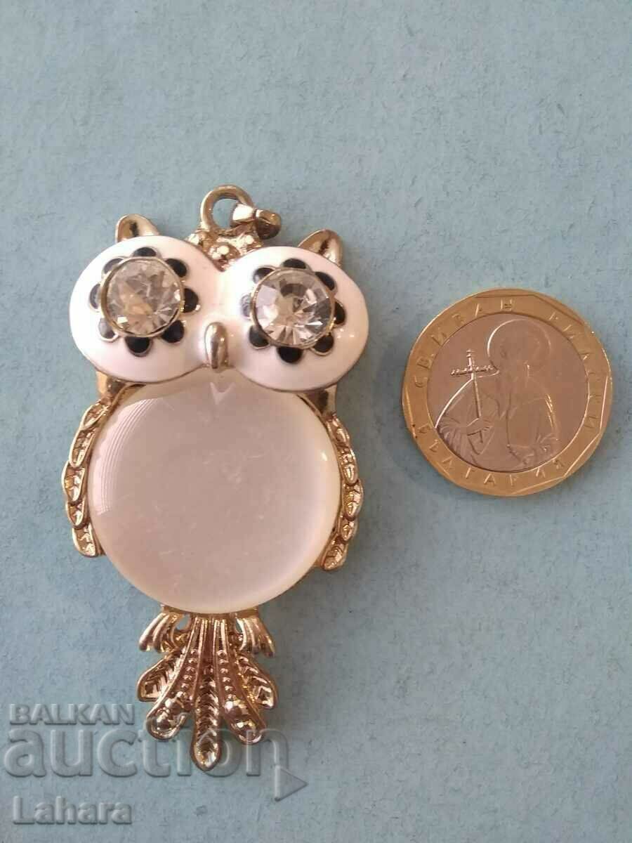 Big owl necklace pendant, owl