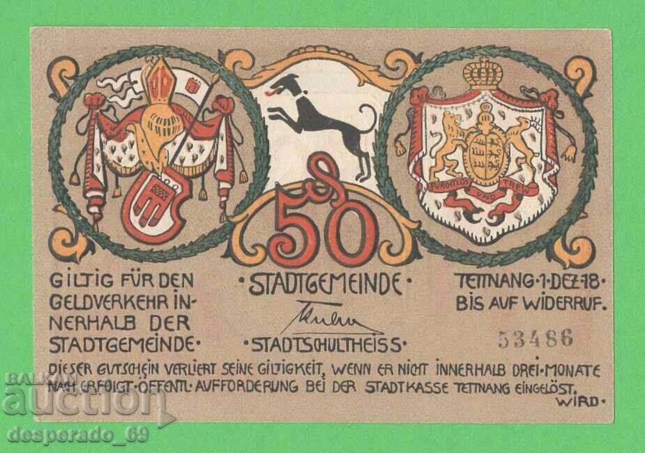 (¯`'•.¸NOTGELD (city Tettnang) 1918 UNC -50 pfennig¸.•'´¯) with price 3.50 BGN | € 1.79