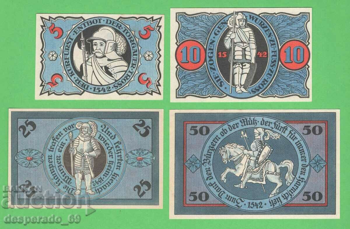 (¯`'•.¸NOTGELD (гр. Torgau) 1921 UNC -4 бр.банкноти¸.•'´¯)