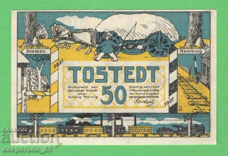 (¯`'•.¸NOTGELD (πόλη Tostedt) 1921 UNC -50 pfennig¸.•'´¯)