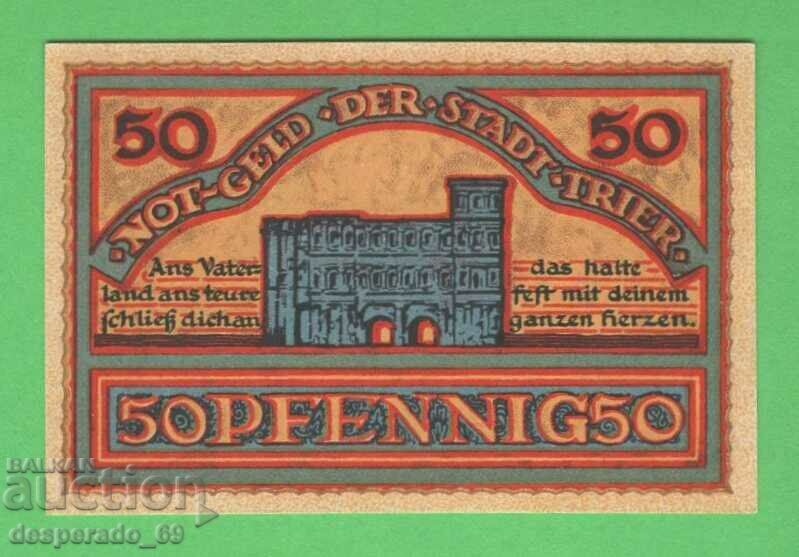 (¯`'•.¸NOTGELD (πόλη Trier) 1921 UNC -50 pfennig¸.•'´¯)