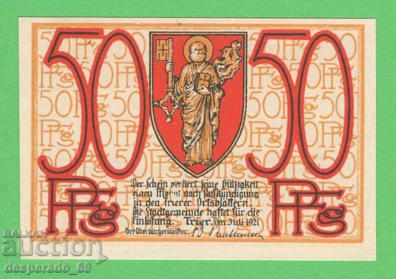 (¯`'•.¸NOTGELD (city Trier) 1921 UNC -50 pfennig¸.•'´¯) with price 2.80 BGN | € 1.43 (¯`'•.¸NOTGELD (city Trier) 1921 UNC -50 pfennig¸.•'´¯) with price 2.80 BGN | € 1.43