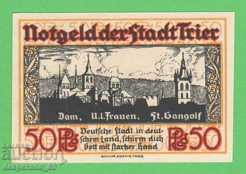 (¯`'•.¸NOTGELD (orașul Trier) 1921 UNC -50 pfennig¸.•'´¯)