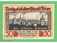 (¯`'•.¸NOTGELD (πόλη Trier) 1921 UNC -50 pfennig¸.•'´¯)