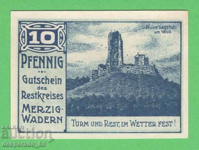 (¯`'•.¸NOTGELD (city Wadern) 1921 UNC -10 pfennig¸.•'´¯)