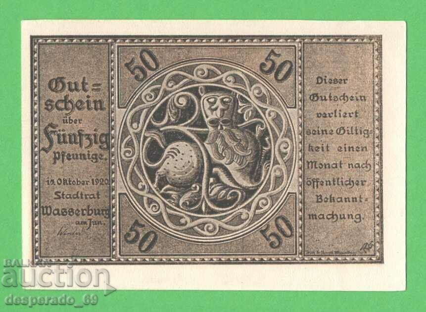 (¯`'•.¸NOTGELD (city Wasserburg) 1920 UNC -50 pfennig¸.•'´¯) with price 3.00 BGN | € 1.53 (¯`'•.¸NOTGELD (city Wasserburg) 1920 UNC -50 pfennig¸.•'´¯) with price 3.00 BGN | € 1.53