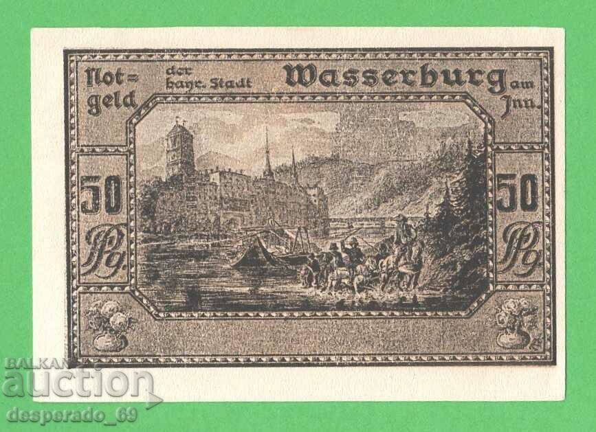 (¯`'•.¸NOTGELD (πόλη Wasserburg) 1920 UNC -50 pfennig¸.•'´¯)