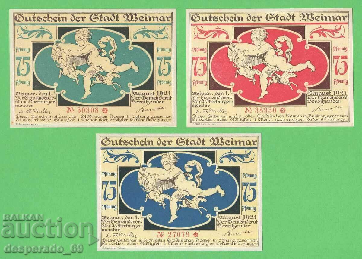 (¯`'•.¸NOTGELD (city Weimar) 1921 UNC -3 pcs. banknotes¸.•'´¯) with price 12.00 BGN | € 6.14 (¯`'•.¸NOTGELD (city Weimar) 1921 UNC -3 pcs. banknotes¸.•'´¯) with price 12.00 BGN | € 6.14