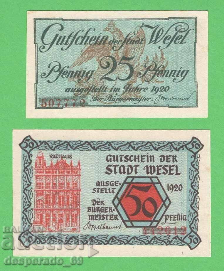 (¯`'•.¸NOTGELD (city of Wesel) 1920 UNC -2 pcs. banknotes¸.•'´¯) with price 4.80 BGN | € 2.45 (¯`'•.¸NOTGELD (city of Wesel) 1920 UNC -2 pcs. banknotes¸.•'´¯) with price 4.80 BGN | € 2.45